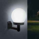 Lampa solara LED perete, iluminat exterior, alb rece, montaj cu suruburi, IP44, plastic negru