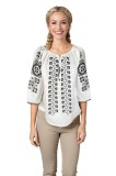 Bluza dama RSL5 alb/gri , marimea M, Casual, Bumbac