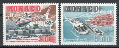 Monaco 1990 Mi 1973/74 MNH - Congresul Int al Asociației Aeroporturilor Civile foto