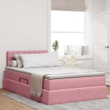 vidaXL Pat cu saltea și LED cu saltea cu led Roz 120 x 200 cm Catifea 3371450