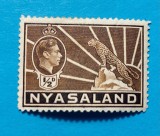 Nyasaland Protectorate 1938 Regele George VI și Leopardul pe St&acirc;ncă &frac12;d Maro Neștampilat - OREF1