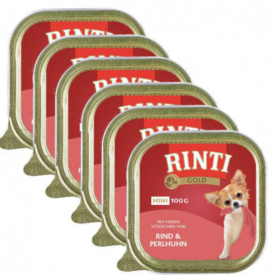 Rinti Gold Mini Adult conservă de carne de vită şi carne de bibilică 6 x 100 g foto