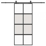 Cumpara ieftin Usa glisanta cu set feronerie neagra 90x205cm sticla securizata