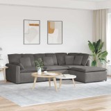 VidaXL Canapea modulară cu taburet și perne țesătură velur gri deschis