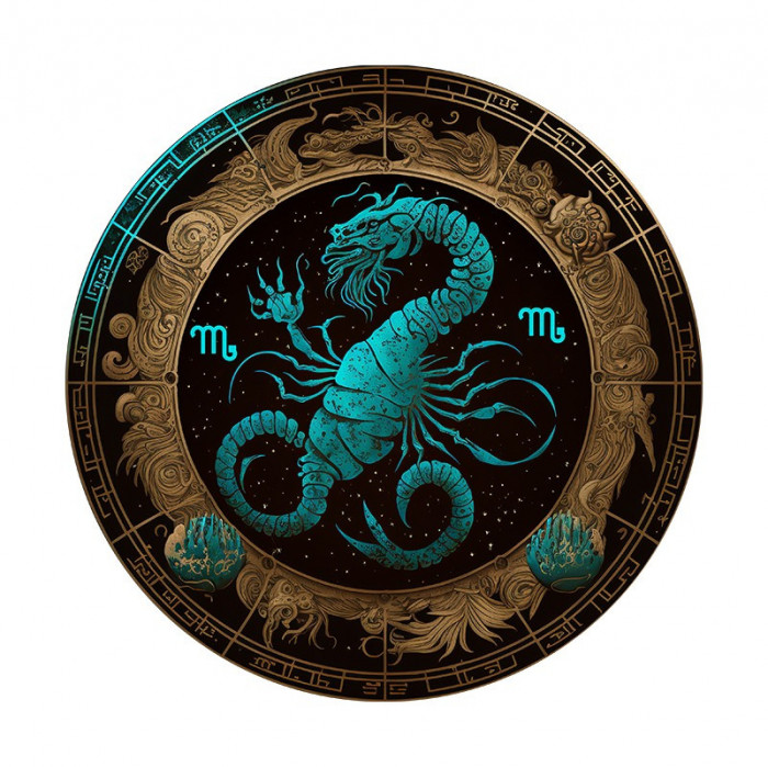 Sticker decorativ Zodiac Scorpion, Albastru, 55 cm, 5996ST