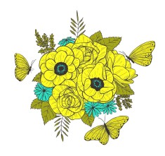 Sticker decorativ, Buchet de flori, Galben banana, 120 cm, 1170ST-30 foto