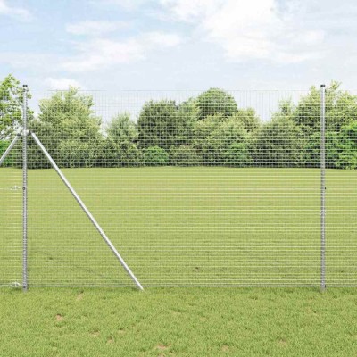 vidaXL &amp;Icirc;ngrădire cu st&amp;acirc;lpi Argintiu 1.6 x 25 m Oțel foto