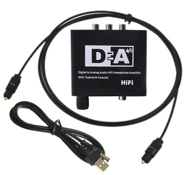 Convertor amplificator audio Hifi Digital la Analog, Active, convertor Coaxial, SPDIF Toslink la RCA si Jack 3.5mm, alimentare 5v, negru foto