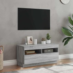 Comodă TV cu lumini LED, gri sonoma, 80x35x40 cm