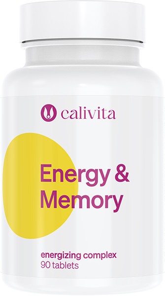 Energy &amp; Memory Energizant Natural cu Cafeină Naturală din Guarana, Lecitină, Vitamine, Minerale şi Antioxidanţi (90 tablete) - Calivita