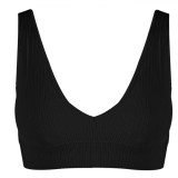 Bustieră Femei, Ribbed V Seamless, Negru, Cu Bureți, Mărime Universală, Oem