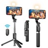 Selfie Stick cu Trepied, Telecomanda Bluetooth si Lampa LED, 97cm, Aluminiu, Compatibil Smartphone