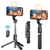 Selfie Stick cu Trepied, Telecomanda Bluetooth si Lampa LED, 97cm, Aluminiu, Compatibil Smartphone