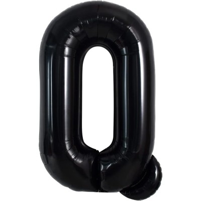 Balon folie metalizata litera q, flippy, 40 cm, umflati cu heliu sau aer, ambalaj individual, pai inclus, negru foto