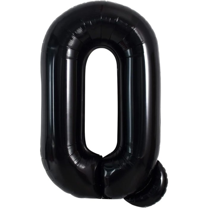 Balon folie metalizata litera q, flippy, 40 cm, umflati cu heliu sau aer, ambalaj individual, pai inclus, negru