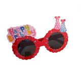 Ochelari Decorativi, Cyrax, pentru Petrecere, din ABS, Unisex, Model Happy Birthday, 13.5 x 8.5 cm, Rosu