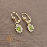Cercei Regina Primaverii , Cristale verde crud placati aur 18K Brazilia
