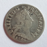 Franța 5 sols , 1/16 Ecu 1704 BB , Regele Soare, argint, Europa