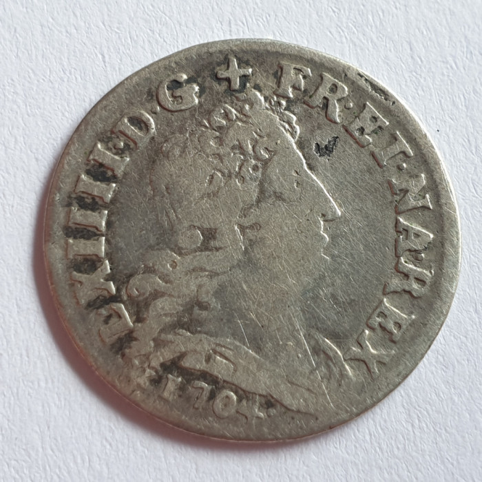 Franța 5 sols , 1/16 Ecu 1704 BB , Regele Soare, argint