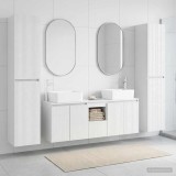 Cumpara ieftin Set dulap baie 5 buc. Alb foarte lucios 33 x 34,5 x 160 cm