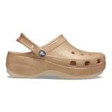 Saboți Crocs Women&#039;s Classic Platform Glitter Clog Bej - Shitake