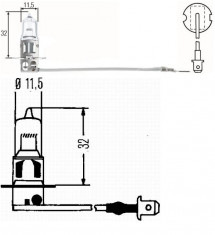 Bec auto halogen pentru far Hella H3 55W 12V 8GH 002 090-133 foto