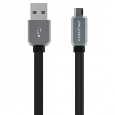 Cablu Date si Incarcare USB la MicroUSB iMyMax DC - 007, 1 m, Led, Negru Gri foto