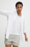 HUGO cămașă din amestec de in culoarea alb, cu guler clasic, slim 50513966