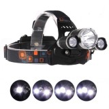 Lanterna puternica de cap T6, 3 LED, 4 Functii iluminare, Stroboscop, 2 x Acumulatori inclusi