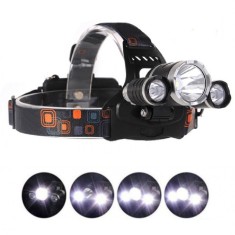 Lanterna puternica de cap T6, 3 LED, 4 Functii iluminare, Stroboscop, 2 x Acumulatori inclusi