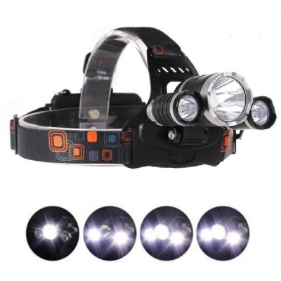 Lanterna puternica de cap T6, 3 LED, 4 Functii iluminare, Stroboscop, 2 x Acumulatori inclusi foto
