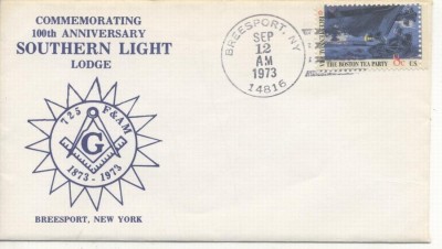 United States 1973 Masonic Cover - 100th Masonic Lodge - Breesport NY K.294 foto