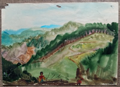 Vedere spre Pades, Nadrag// acuarela Rodica Raileanu 1982 foto