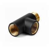 Leziter Conector T Negru Alama pentru Radiatoare Uscator Prosoape Instalatii Termice