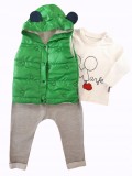 SET COMPLEU HAINE COPII,DIN BLUZA,VESTA SI PANTALONI-VERDE,marimi 86,92,98