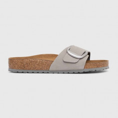 Birkenstock papuci Madrid Big Buckle femei, culoarea gri, 1021707