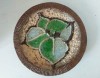 Platou decorativ din ceramică cu sticlă topită &ndash; 26 cm diametru - semnat JK - studio pottery artist made