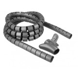 Organizator cabluri spiralat 2.5m x 30mm Gri, Delock 18846