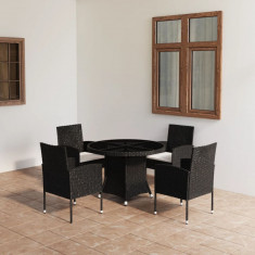 Set mobilier de gradina, 5 piese, negru, poliratan