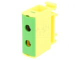 Conector Șine 2,5-35mm2 1 Piste 2 Borne Galben-Verde