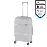 Valiză Medie TraveLux Voyager Gri, Carcasă Rigidă ABS, 68x45x25 cm, 60L, TSA