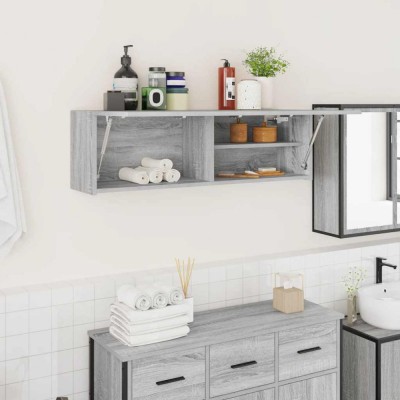 vidaXL Dulap perete baie, gri sonoma, 100x25x30 cm, lemn prelucrat 860099 foto