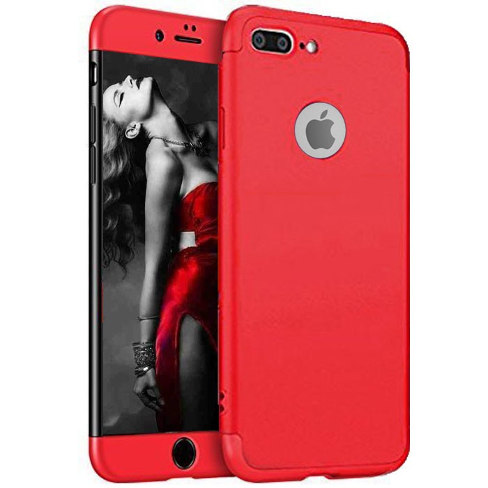 Husa telefon Iphone 8 Plus ofera protectie Completa 3in1 Ultrasubtire Lux Red Matte