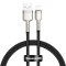 Cablu USB la Lightning, 2.4A, 480Mbps, 25cm - Baseus Cafule Series Metal (CALJK-01) - Black