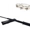 Set baston telescopic flexibil negru 47 cm si box craniu argintiu