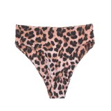 Slip de baie cu model animal print si talie inalta