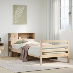 vidaXL Pat cu bibliotecă fără saltea, 100x200 cm, lemn masiv pin 3321877