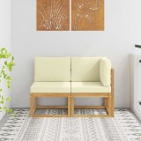 vidaXL Canapea de exterior din mijloc și colț cu pernă 2 Bucată Alb 901473