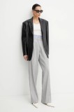 Marella pantaloni din in AUTOCAR femei, culoarea gri, fason tigareta, high waist, 2513131024200