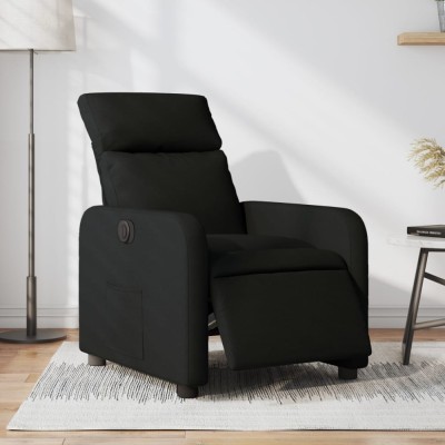 vidaXL Fotoliu rabatabil electric, negru, material textil foto